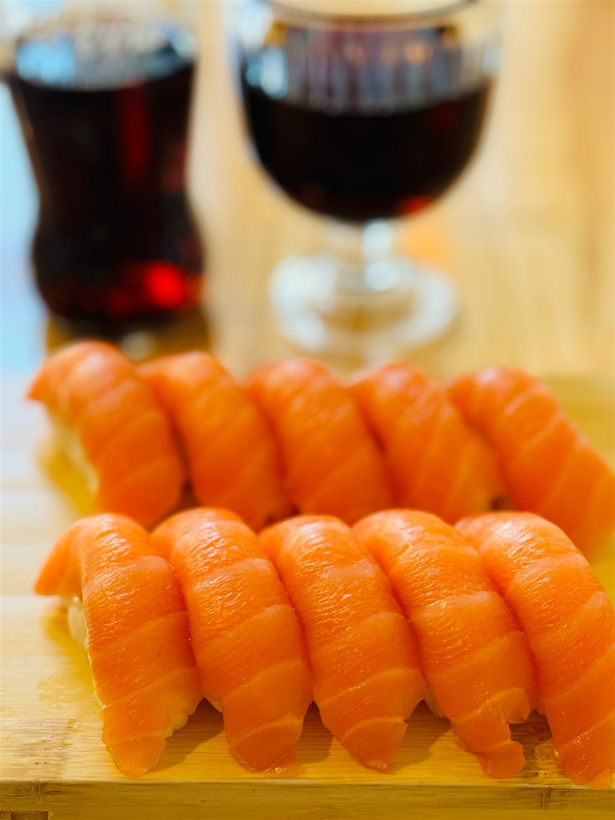 Salmon nigiri at Mister Miyagi's Sushi