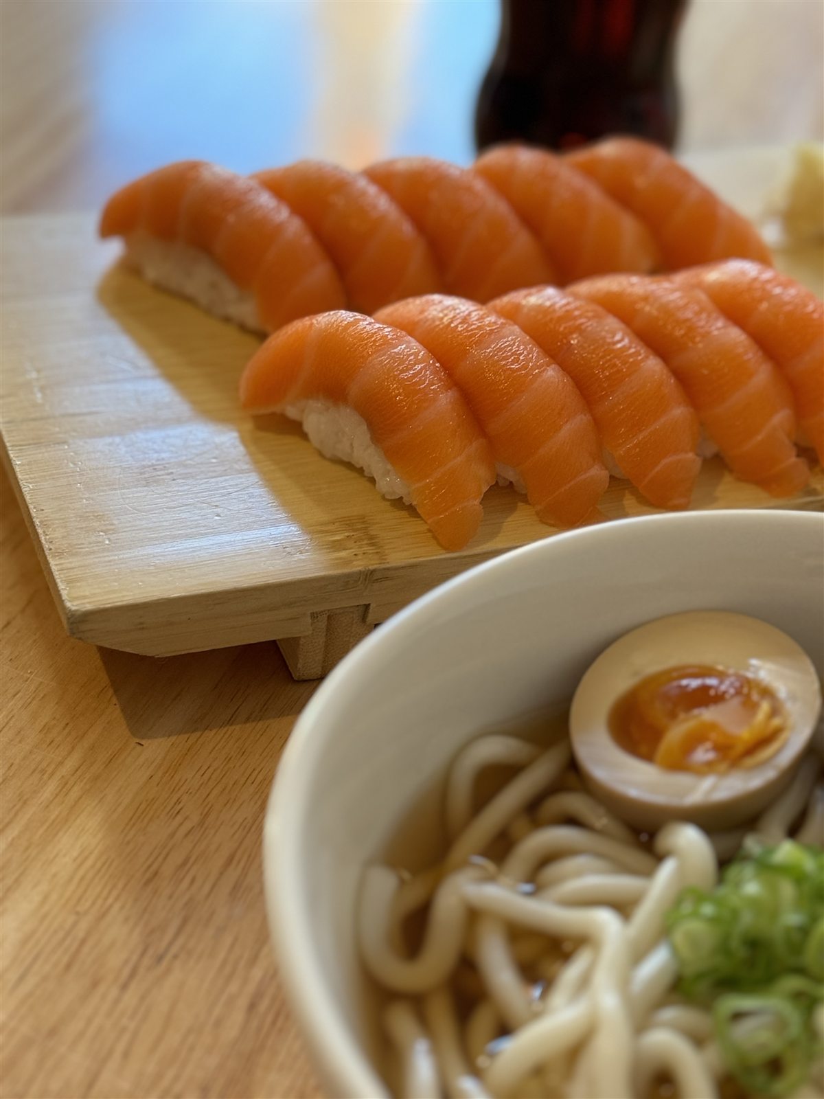 Sushi and a Japanese noodle bowl at Mister Miyagi's Sushi